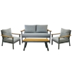 Garden Line Комплект алюминиевой мебели «Lublana» (диван + 2 кресла + столик), серый + серые подушки, ALM9545 - Home Club