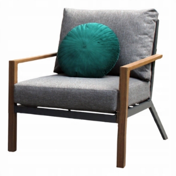 Garden Line Алюминиевый комплект мебели «Астана» (трехместный диван + 2 кресла + столик), серый + серые подушки, ALM1135 - Home Club