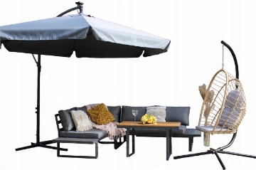 Garden Line Алюминиевый комплект мебели «Богота» (угловой диван + столик), серый + серые подушки, ALM1142 - Home Club