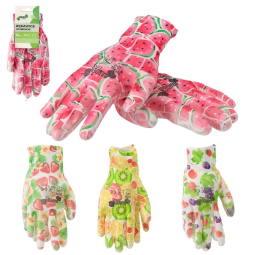 Garden Line Защитные перчатки «8» с полиэстера, с полиуретановым покрытием, с рисунком в виде фруктов, IDA6881 - Home Club