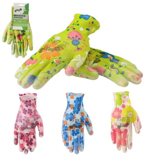 Garden Line Защитные перчатки «9» с цветочным узором из полиэстера, покрытые полиуретаном, IDA6959 - Home Club