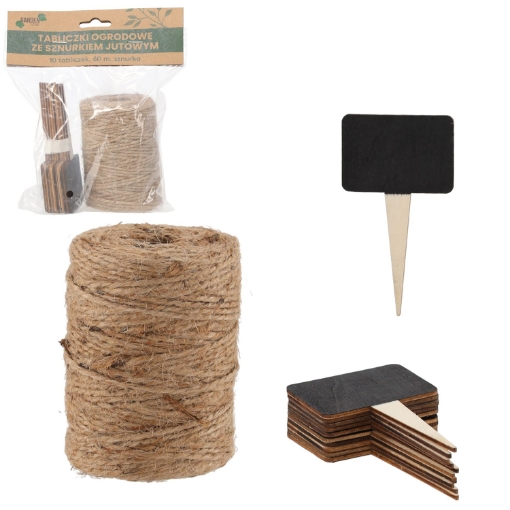 Garden Line Kpl. Джутовий Шнур 60 М + 10 Шт. Садових Табличок 10 x 6 См, EDA4526 - Home Club