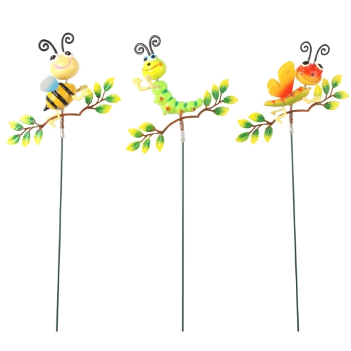 Garden Line Прикраса На Вершину Горщика/Саду - Бджола/Гусениця/Бабочка На Гілці 18 x 6 x 74 См, SUS9920 - Home Club
