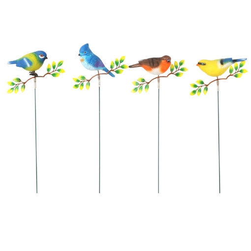 Garden Line Прикраса На Вершину Горщика/Саду - Птах На Гілці, Різні Взори, 18 x 11,5 x 69 См, SUS9944 - Home Club
