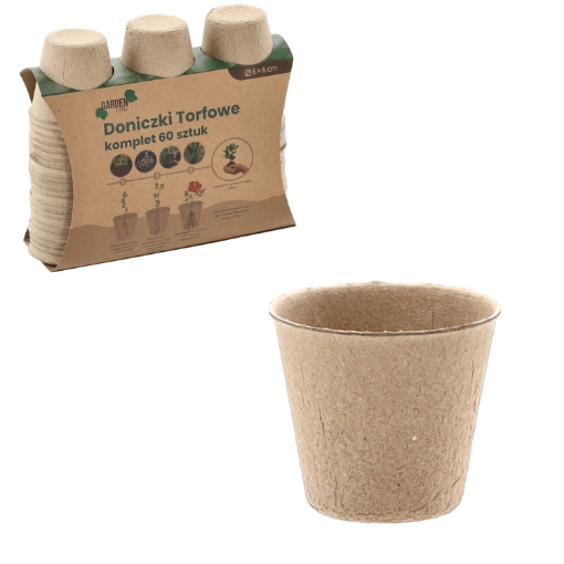 Garden Line 60 штук торфяных горшков размером 6 x 6 см, EDA8464 - Home Club