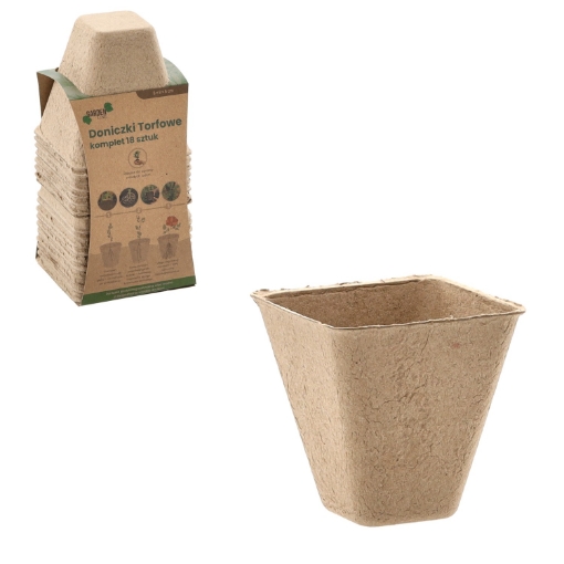 Garden Line 18 штук торфяных горшков размером 8 x 8 x 8 см, EDA8495 - Home Club