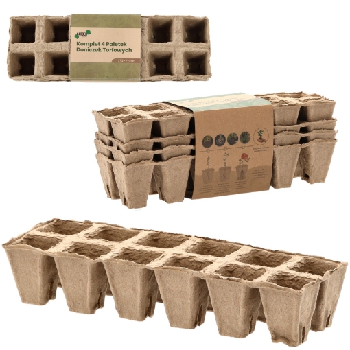 Garden Line 4 Шт. Палетки Для Горшков Торфяные 27,5 x 9 x 5 См, EDA4496 - Home Club