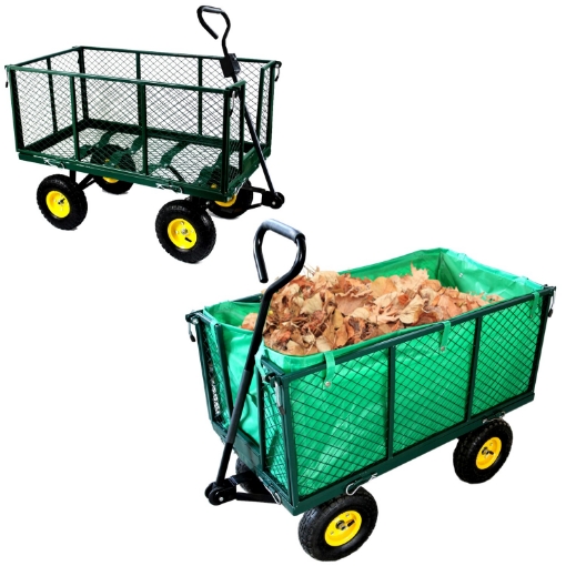 Garden Line Двухфункциональная садовая тележка Xl - зеленая с брезентом, WOZ0108G - Home Club