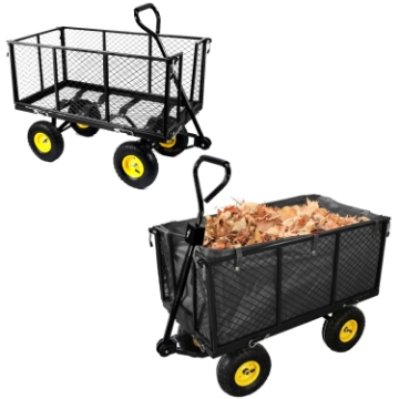 Garden Line Двухфункциональная садовая тележка Xl - черная с брезентом, WOZ0115B - Home Club