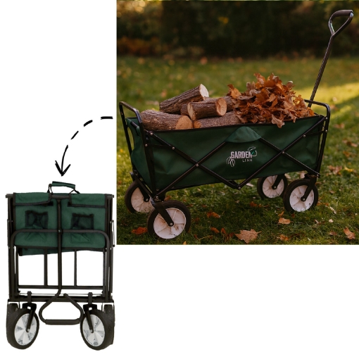 Garden Line Складная тележка для сада, зеленая, 116 x 54 x 90 см, WOZ5168 - Home Club