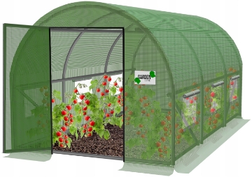 Garden Line 3-сегментний садовий тунель з плівки 3 x 2 x 2 м, зелений, з дверима на петлях, TUN3941 - Home Club