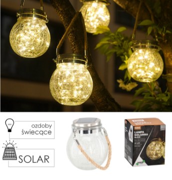 Garden Line Солнечная Лампа - Банка 12 x 12 x 14,5 См Kris 20 Led Теплый Белый, SOL3682 - Home Club
