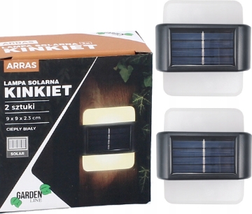 Garden Line Набор из 2 солнечных ламп - бра 9 x 9 x 2,3 см Arras Led теплый белый, SOL3736 - Home Club