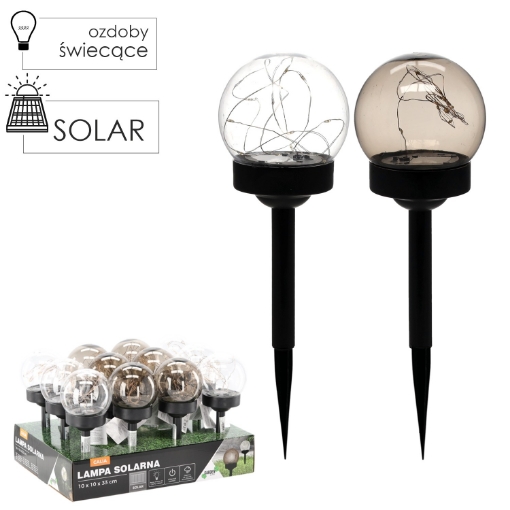 Garden Line Солнечная Лампа Calia 10 x 10 x 33 см Черная Дымчатая / Черная Прозрачная Теплый Белый, SOL4283 - Home Club