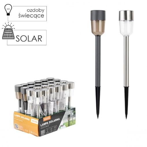 Garden Line Солнечная Лампа Salma 4,7 x 4,7 x 34 см Серебряная Прозрачная / Серая Дымчатая Тепло-Белый, SOL4306 - Home Club