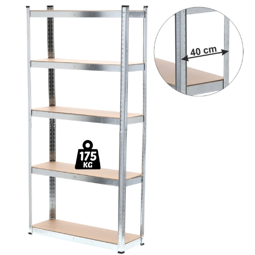 Chomik 5-Уровенная Стеллаж 180 x 90 x 40 см, Грузоподъемность Полки: 175 кг, GWI0878 - Home Club