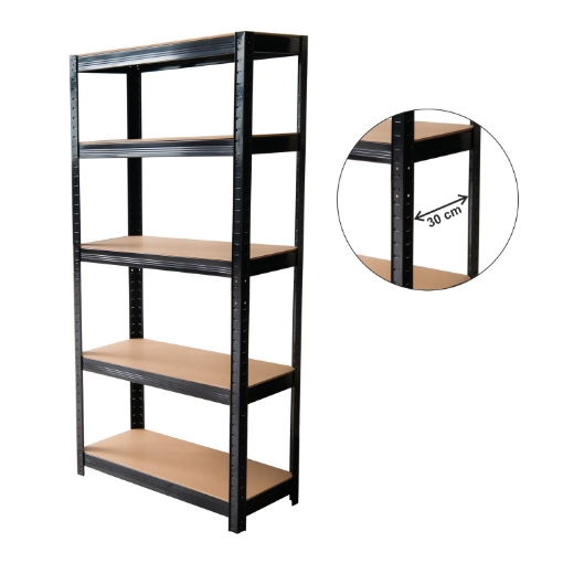Chomik 5-Уровенная Стеллаж 180 x 90 x 30 см, Черный, Грузоподъемность Полки: 175 кг, GWI7361 - Home Club