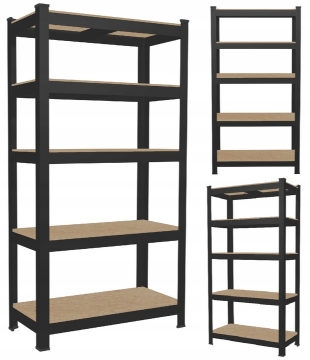 Chomik 5-Уровенная Стеллаж 180 x 90 x 30 см, Черный, Грузоподъемность Полки: 175 кг, GWI7361 - Home Club