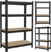 Chomik 4-Уровенная Стеллажная Система 150 x 70 x 30 См Черный Цвет Грузоподъемность Полки: 150 Кг, GWI0582 - Home Club, изображение 2