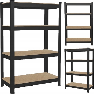 Chomik 4-Уровенная Стеллажная Система 150 x 70 x 30 См Черный Цвет Грузоподъемность Полки: 150 Кг, GWI0582 - Home Club
