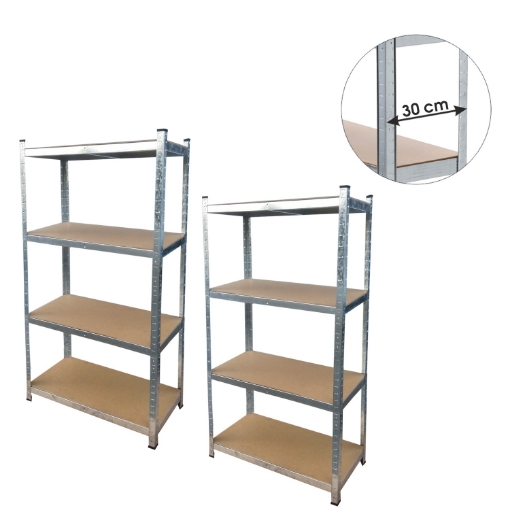 Chomik Комплект из двух 4-уровневых стеллажей 150 x 70 x 30 см. Грузоподъемность полки: 150 кг., GWI2165 - Home Club