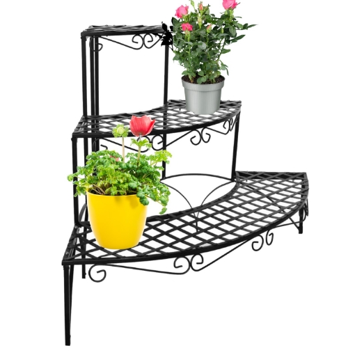 Garden Line Угловой цветочный столик с тремя полками, 60 x 60 x 60 см, PERG-N9550 - Home Club