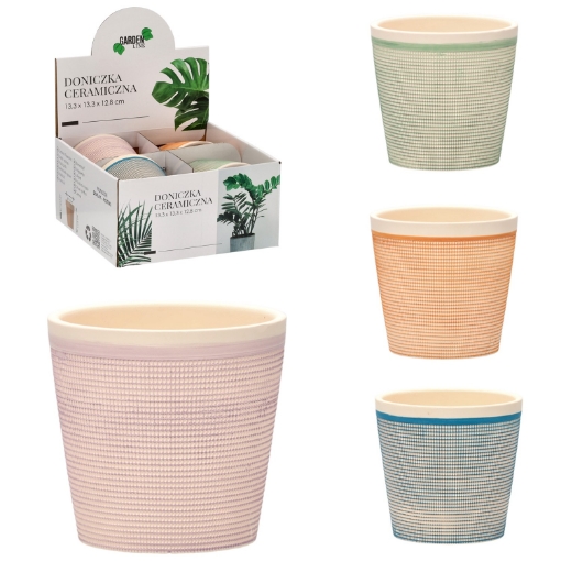 Garden Line Керамический кашпо для цветочного горшка 13,3 x 13,3 x 12,8 см, различные дизайны, RUN0308 - Home Club