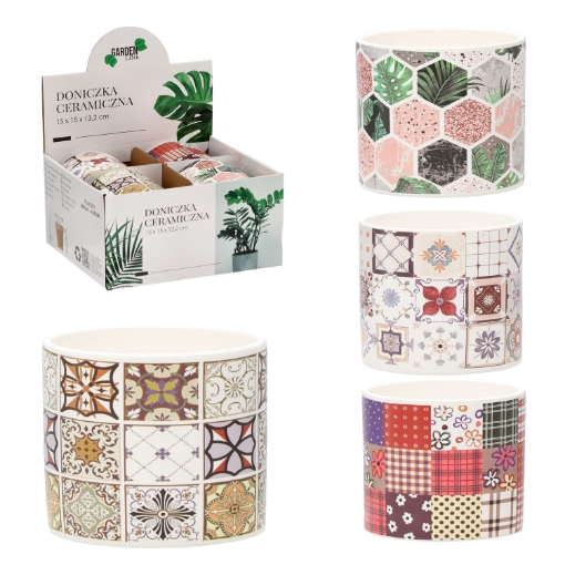 Garden Line Керамический кашпо для цветочного горшка 15 x 15 x 13,2 см, различные дизайны, RUN0353 - Home Club