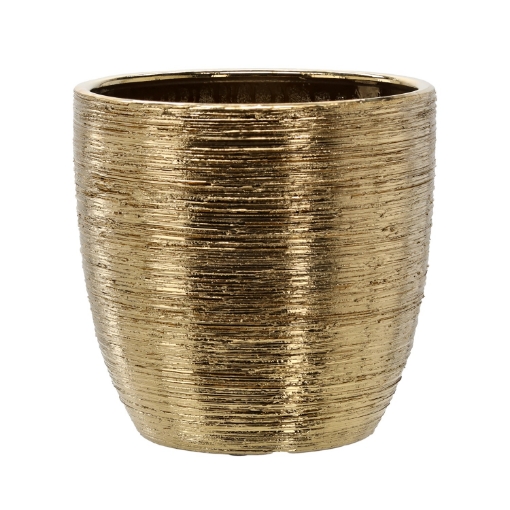 Garden Line Керамический кашпо для цветочного горшка 30 x 30 x 29,5 см, золотой, ELI2197 - Home Club