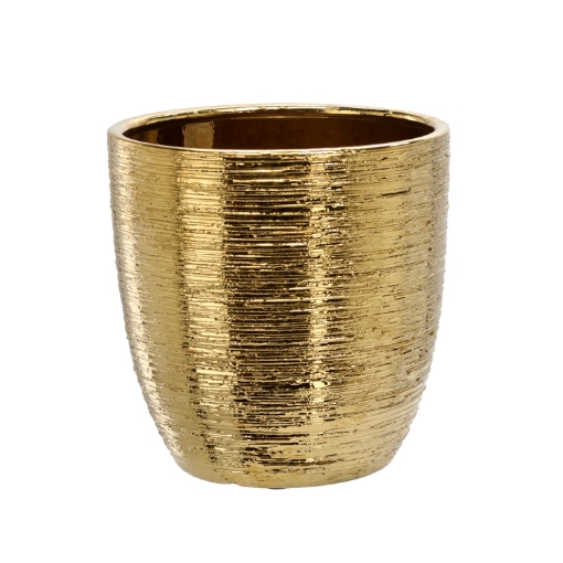 Garden Line Керамический кашпо для цветочного горшка 25 x 25 x 25 см, золотой, ELI2203 - Home Club