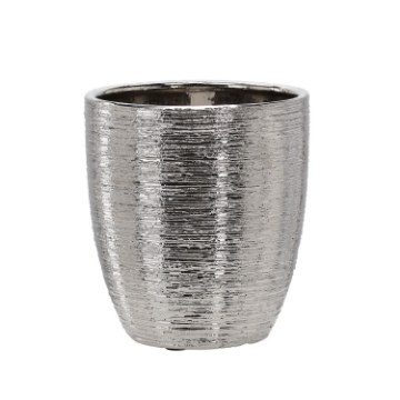 Garden Line Керамический кашпо для цветочного горшка 25 x 25 x 25 см, серебристый, ELI2234 - Home Club