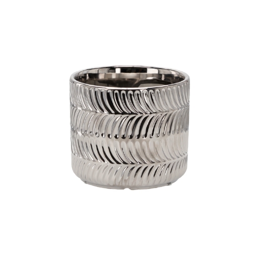 Garden Line Керамический кашпо для цветочного горшка 15 x 15 x 13 см, серебристый, ELI2302 - Home Club