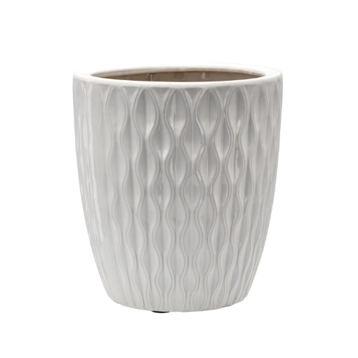 Garden Line Керамический кашпо для цветочного горшка 32 x 32 x 35,5 см, белый глянцевый, ELI2418 - Home Club