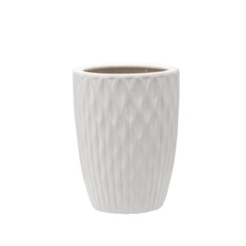 Garden Line Керамический кашпо для цветочного горшка 24,5 x 24,5 x 33 см, белый глянцевый, ELI2425 - Home Club