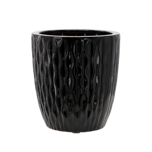 Garden Line Керамический кашпо для цветочного горшка 32 x 32 x 35,5 см, черный глянцевый, ELI2449 - Home Club