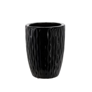 Garden Line Керамический кашпо для цветочного горшка 24,5 x 24,5 x 33 см, черный глянцевый, ELI2456 - Home Club