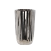 Garden Line Керамический кашпо для цветочного горшка 24,5 x 24,5 x 41,5 см, серебристый с полосками, ELI3468 - Home Club