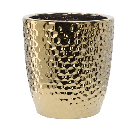 Garden Line Керамический кашпо для цветов 39 x 39 x 41,5 см, золотой цвет «медовый сот», ELI3475 - Home Club