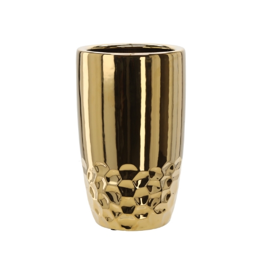 Garden Line Керамический кашпо для цветочного горшка 38 x 38 x 45 см, золотой, ELI3505 - Home Club