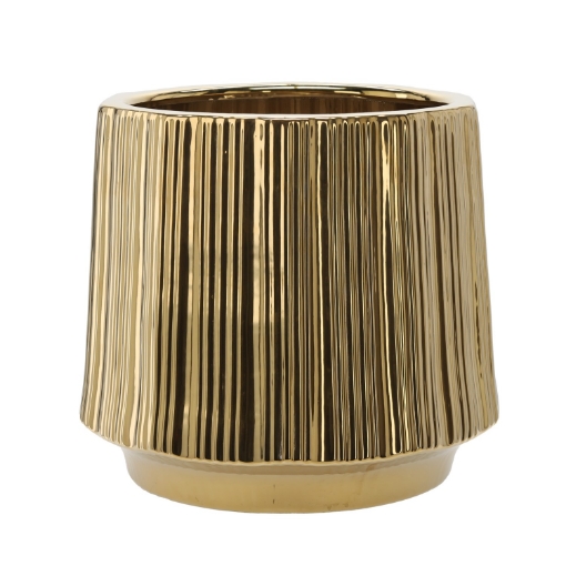 Garden Line Керамический кашпо для цветов 44 x 44 x 40 см, золотой, с рельефным узором, ELI3536 - Home Club