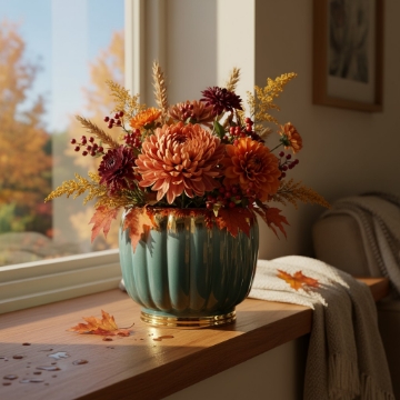 Garden Line Керамический кашпо для цветочного горшка 28 x 28 x 28,5 см, золотисто-зеленый, ELI3635 - Home Club