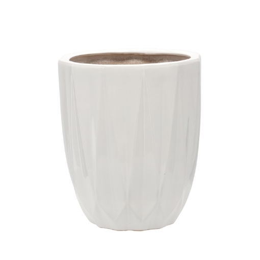 Garden Line Керамический кашпо для цветочного горшка 30 x 30 x 36 см, белый глянцевый, ELI3659 - Home Club