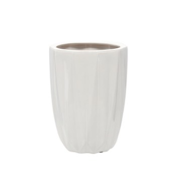 Garden Line Керамический кашпо для цветочного горшка 24 x 24 x 32 см, белый глянцевый, ELI3666 - Home Club