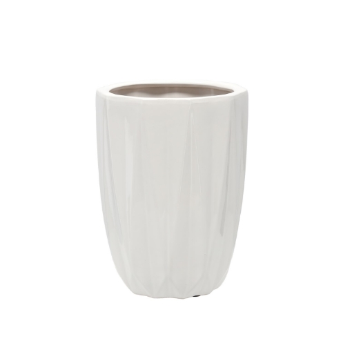 Garden Line Керамический кашпо для цветочного горшка 24 x 24 x 32 см, белый глянцевый, ELI3666 - Home Club
