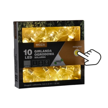 Garden Line Солнечная гирлянда для сада, длина 2 + 1,8 м, 10 светодиодов, теплый белый свет, SOL3538 - Home Club