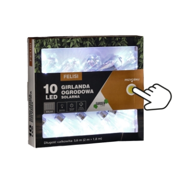 Garden Line Солнечная гирлянда для сада, длина 2 + 1,8 м, Felisi, 10 светодиодов, опаловый холодный белый цвет., SOL3552 - Home Club