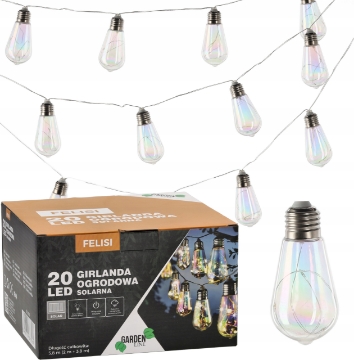 Garden Line Солнечная гирлянда для сада, длина 2 + 3,8 м, Felisi, 20 светодиодов, опаловый холодный белый цвет., SOL3569 - Home Club