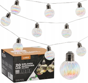 Garden Line Солнечная гирлянда для сада, длина 2 + 3,8 м, Loris, 20 светодиодов, опаловый холодный белый цвет., SOL3576 - Home Club