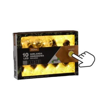 Garden Line Солнечная гирлянда для сада, длина 2 + 1,8 м, 10 светодиодов, теплый белый свет, SOL3583 - Home Club