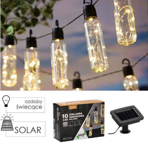 Garden Line Солярна Гірлянда Для Саду, Довжина 2 + 1,8 М, Lux 10 Led, Тепло-Білий, SOL3668 - Home Club